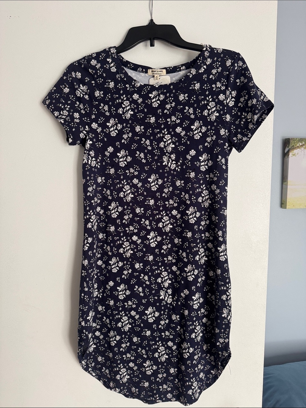 Heart & Hips Navy and White Floral Short Sleeve Dress